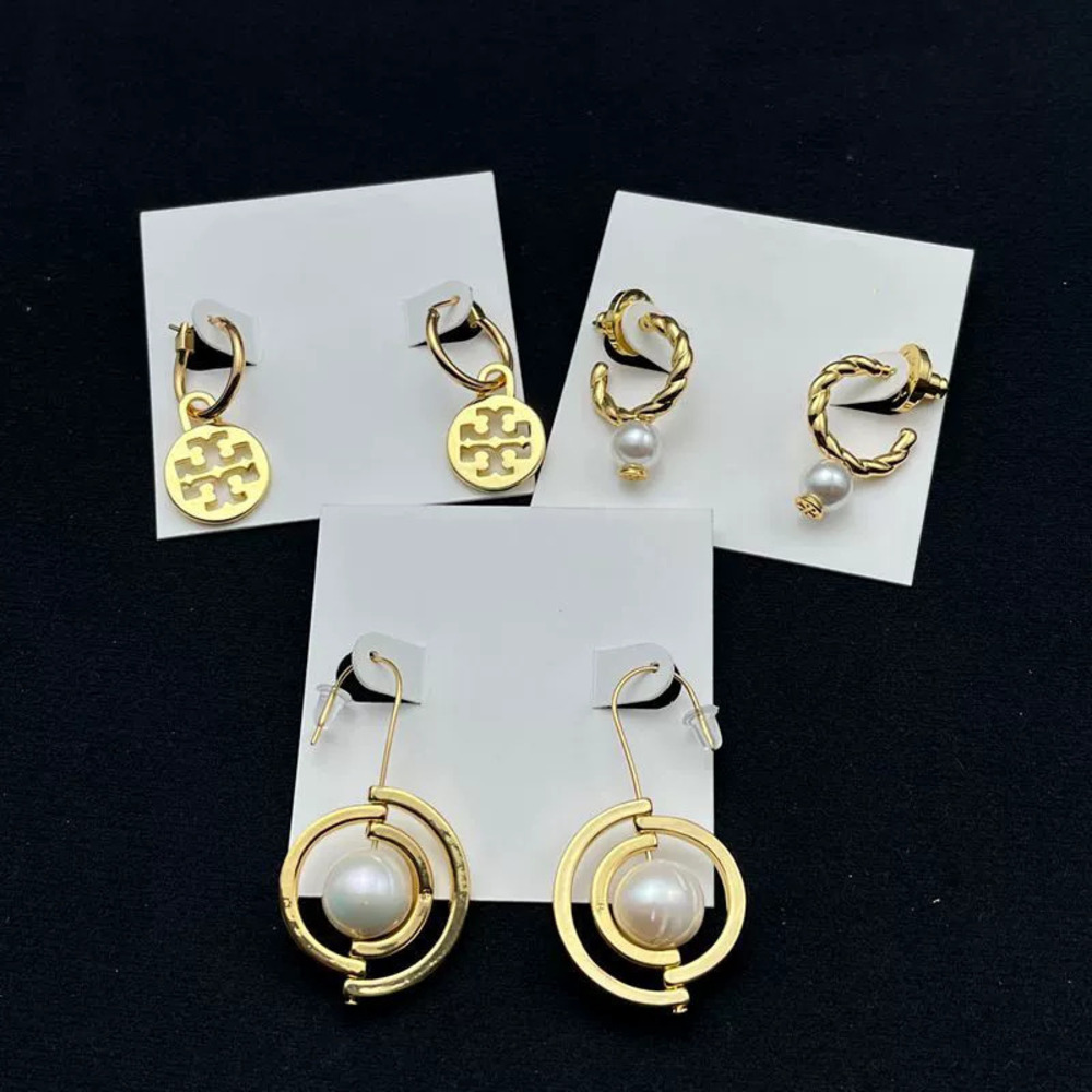 Tory Burch Gold Plated Copper Double Freshwater Pearl Earrings